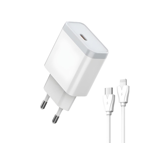 Kućni punjač LDNIO Q122 PPS PD, 27W sa Type C na iPhone lightning kablom beli - 216688-1