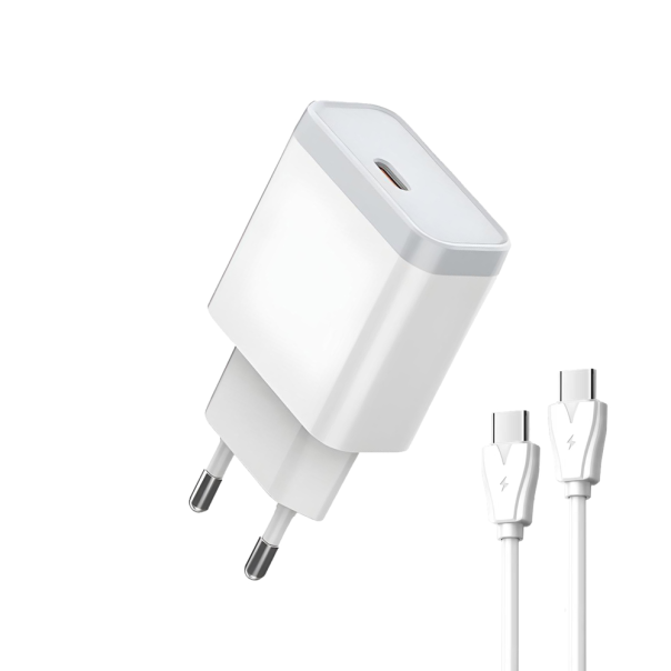 Kućni punjač LDNIO Q122 PPS PD, 27W sa Type C na Type C kablom beli - 216687-1