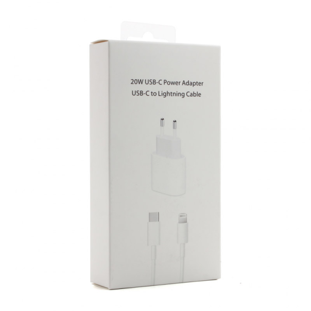 Kućni punjač PD 20W za iPhone sa kablom Type-C na Lightning beli - 059648