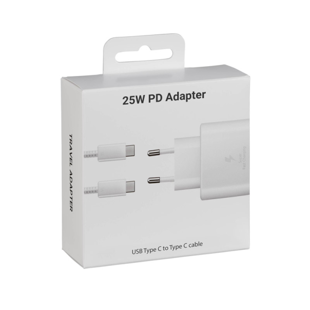 Kućni punjač PD 25W PPS HQ sa kablom Type-C na Type-C beli - 059646