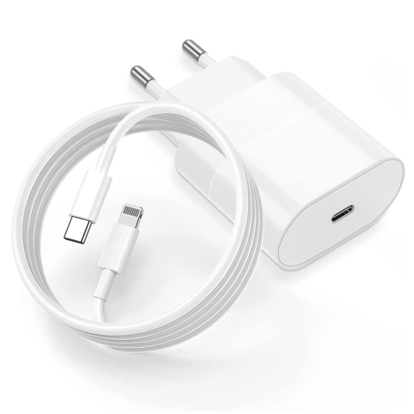 Kućni punjač PD Fast charger 20W za iPhone 11-14 sa PD lightning kablom CE beli - 221113-1