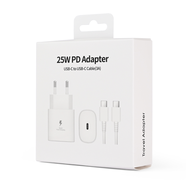 Kućni punjač PD Fast charger 25W za Samsung sa PD Type C kablom CE beli - 221118