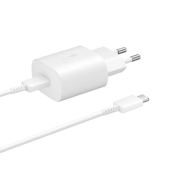Kućni punjač PD Fast charger 25W za Samsung sa PD Type C kablom CE beli - 221118