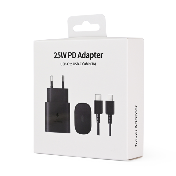Kućni punjač PD Fast charger 25W za Samsung sa PD Type C kablom CE crni - 221119