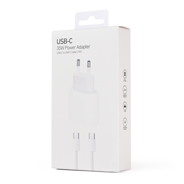 Kućni punjač PD Fast charger 35W za iPhone 15-16 sa PD Type C kablom CE beli - 221115-1
