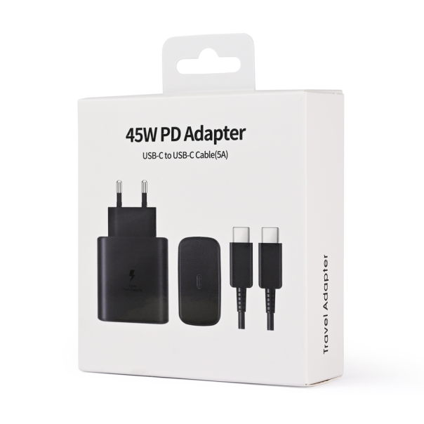 Kućni punjač PD Fast charger 45W za Samsung sa PD Type C kablom CE crni - 221121-1