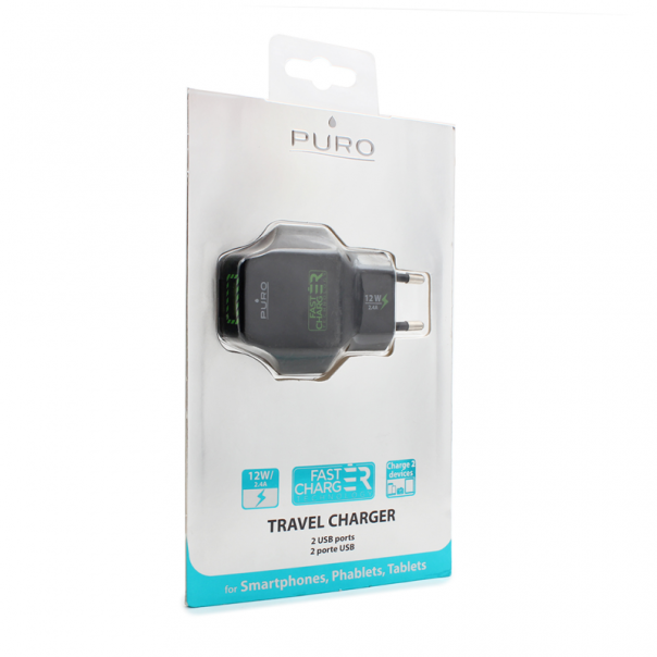 Kucni punjac Puro 24 dual USB 2.4A crni - 47518-1