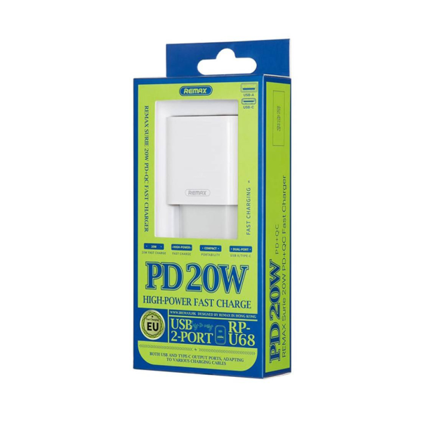 Kucni punjac REMAX RP-U68 QC+PD Fast charger 20W beli - 97889