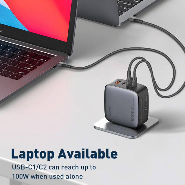 LDNIO Kućni punjač sa adapterima LDNIO Q408  QC3.0 (30W) 3xPD3.0 (100W) 100W Max Type C-Type C, crna - 215603