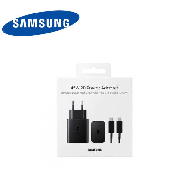 Kućni punjač Samsung Type-C PD 45W + kabel Type-C (T4510),brzi crni - T75009