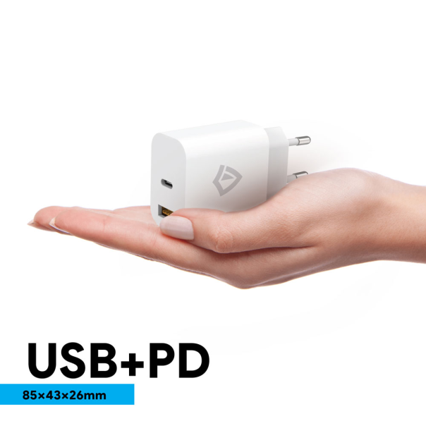 Kućni punjač Teracell Evolution TC-15GP, QC 3.0, PD 3.0, 20W sa PD iPhone lightning kablom beli CE - 210829-1