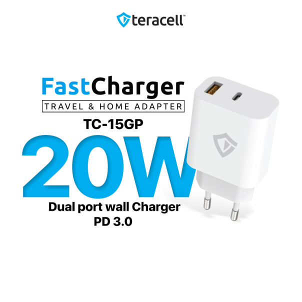 Kućni punjač Teracell Evolution TC-15GP, QC 3.0, PD 3.0, 20W sa PD Type c kablom beli CE - 210830-1