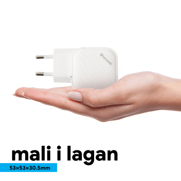 Kućni punjač Teracell Evolution TC-17GP, GaN, PPS, PD 3.0, 65W sa PD Type c kablom beli CE - 210836-1