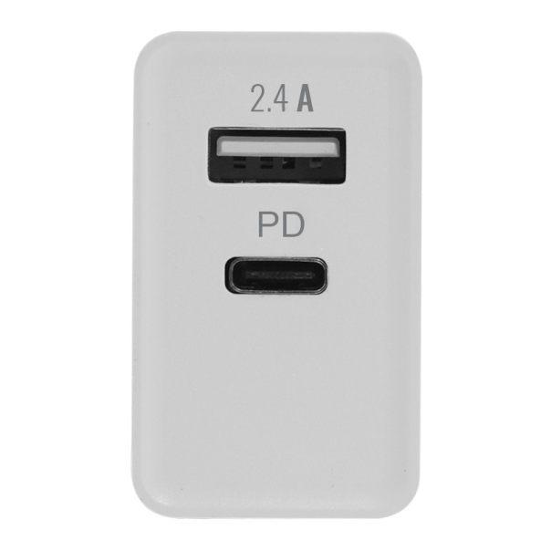 Kućni punjač Teracell Evolution DLS-TC04 Fast USB 2.4A + PD 30W max 3A beli - 040654
