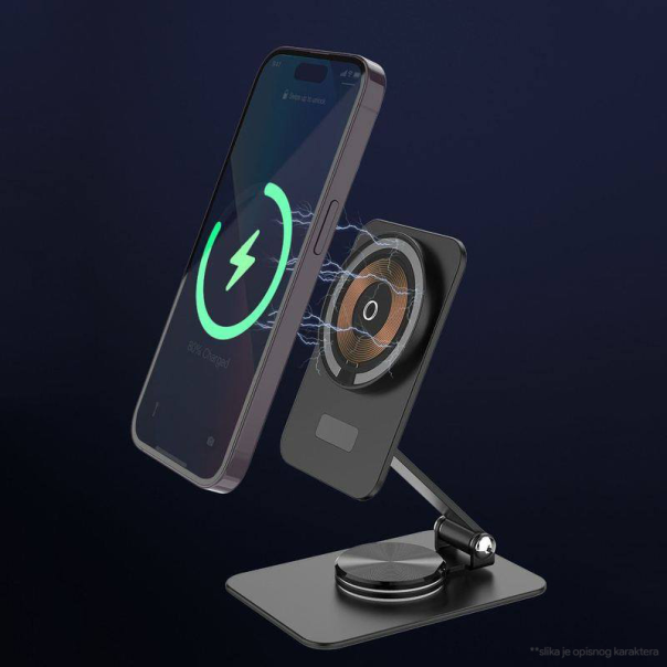 Kucni punjac Wireless 15W rotirajuci beli - 214212