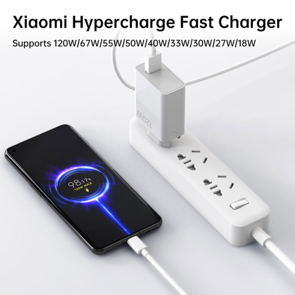 Kućni punjač Xiaomi PD 120W sa kablom USB na Type-C beli EU - 603463