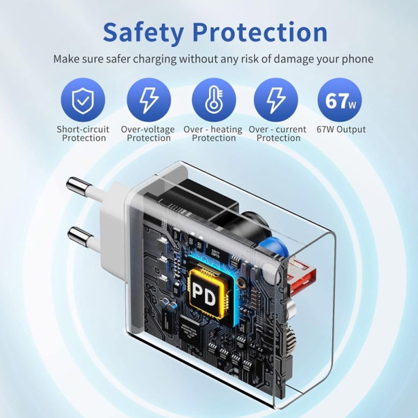 Kućni punjač Xiaomi PD 67W sa Type-C kablom beli EU - 603462