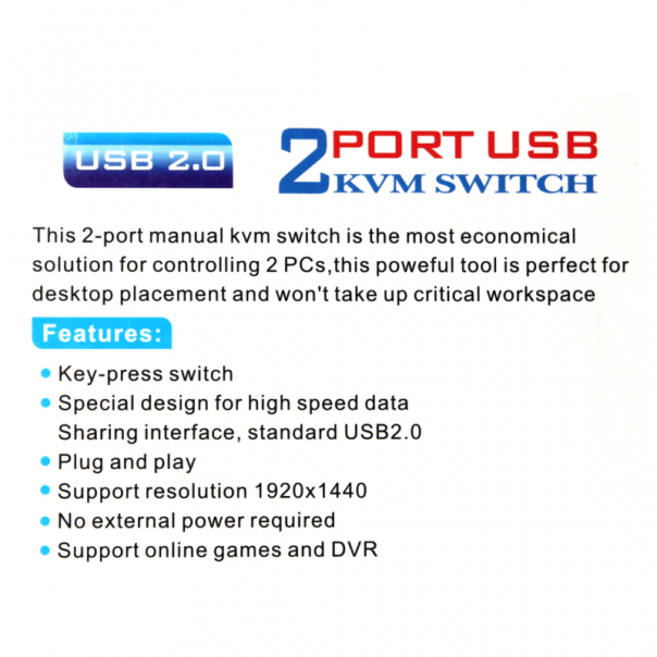 KVM switch 2 PC-a na isti monitor,miš,tastaturu JWD-SP27 - 802811