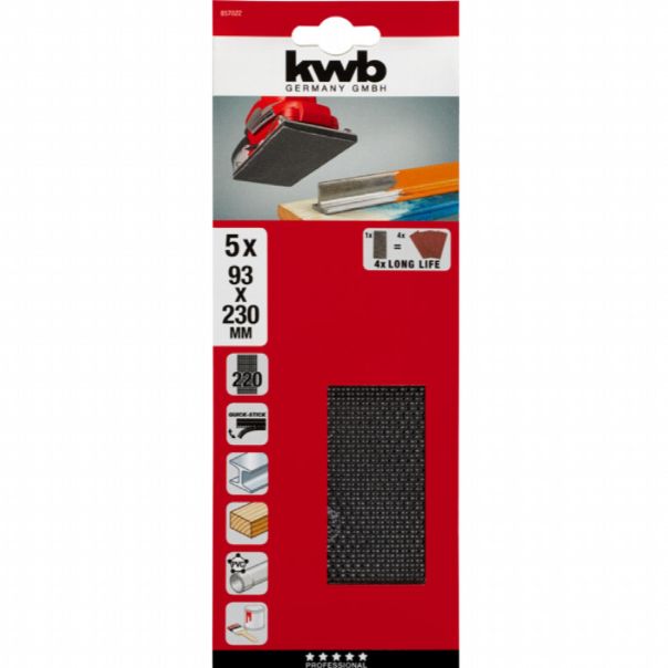KWB Brusna mrežica 93x230 GR220, za vibracione brusilice, Si-karbid - KWB49857022