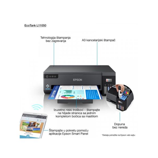 EPSON L11050 EcoTank InkJet, Color, A3+, 4800X1200, WiFi, USB - AL078293