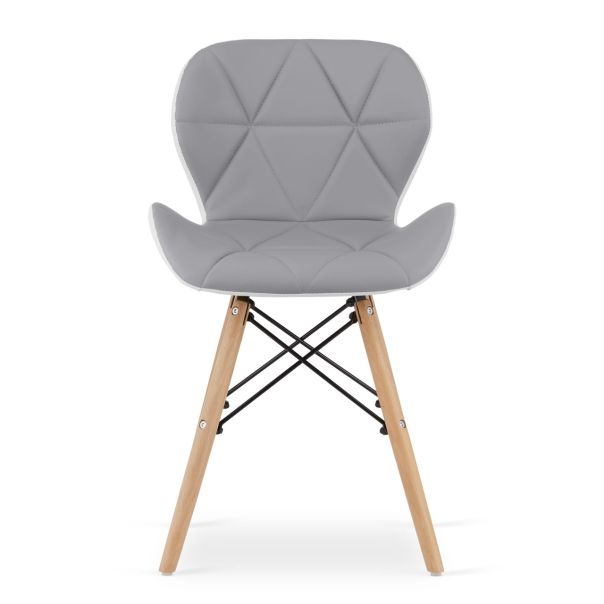 OSKAR Lago set 4 stolice od eko kože sivo - bela - 3797_4-LA-EL17