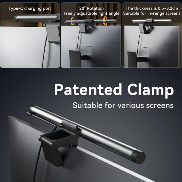 Lampa za monitor S3 Plus srebrna - 620084