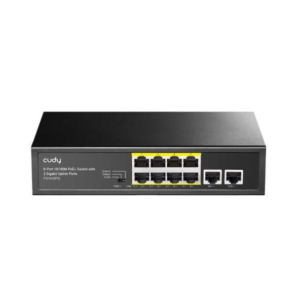 CUDY PoE+ Switch FS1010PG 8-Port 10/100M, 250m, metalno kućište (Alt.PFS3010-8ET) - LAN02656