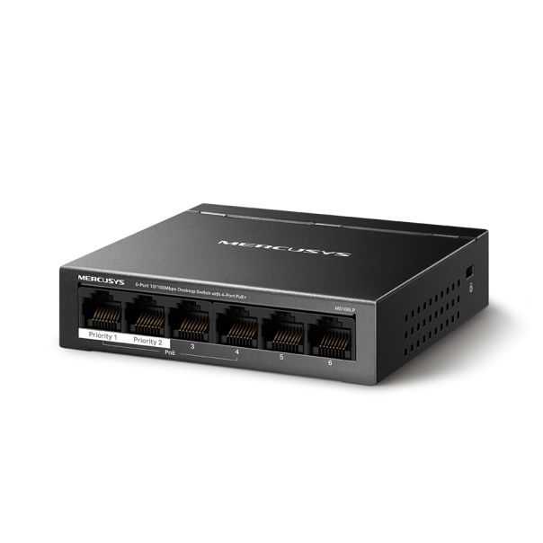 MERCUSYS MS106LP(UN) 6-Port 10/100Mbps Desktop Switch with 4-Port PoE+ - EP3155858