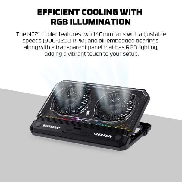 Laptop Cooler Fantech NC21 RGB crni - 221135