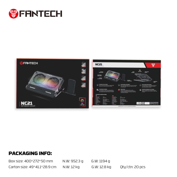 Laptop Cooler Fantech NC21 RGB crni - 221135