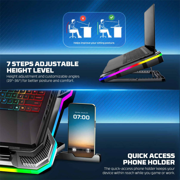 Laptop Cooler Fantech NC22 RGB crni - G221882