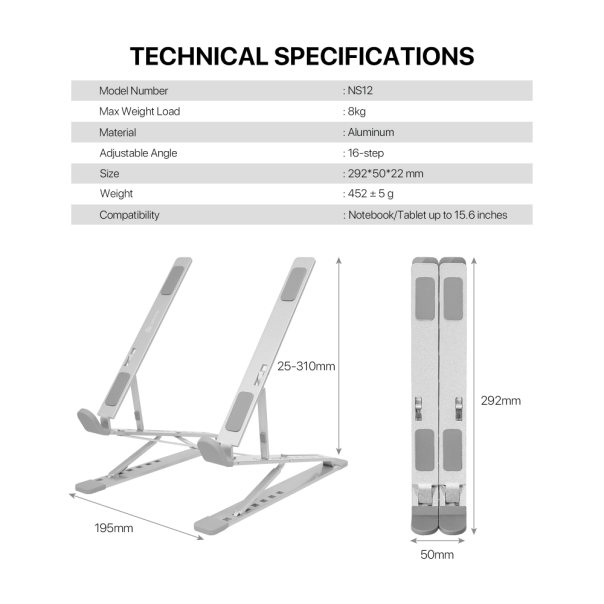 Laptop stalak Fantech NS12 srebrni - 221137-1-1-1-1-1-1-1