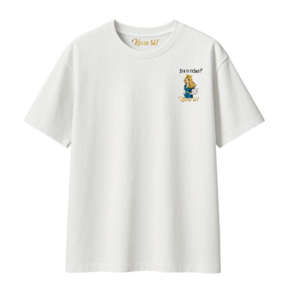 KEVA SI Ženska Majica oversize - Šta ti teško print na leđima, bela - EP2879509