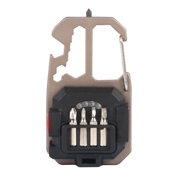 LED lampa privezak, otvarac za flase, univerzalni kljuc sa razbijacem stakla i srafcigerima, crna - 213531