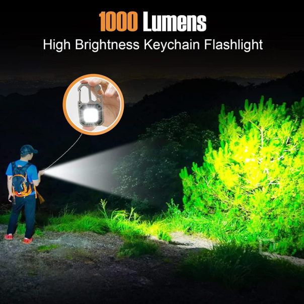 LED lampa privezak, otvarac za flase, univerzalni kljuc sa razbijacem stakla i srafcigerima, crna - 213531