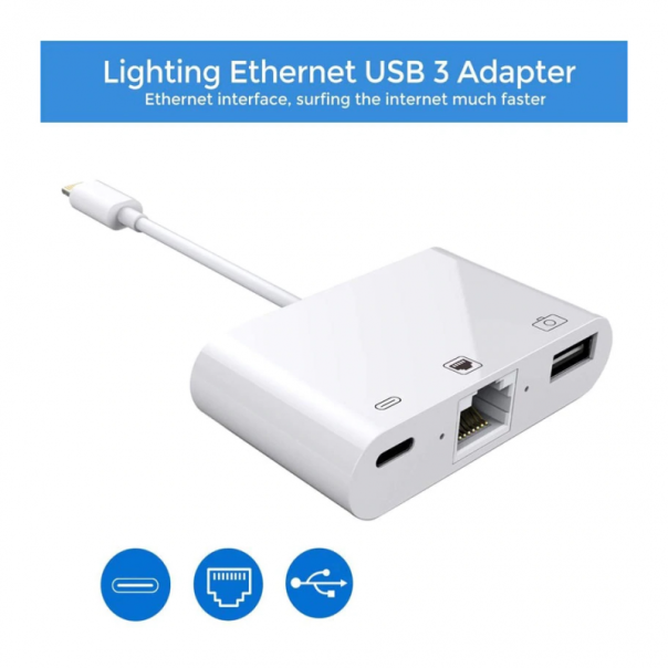 Lightning na Gb LAN 3u1 kamera adapter - 90274
