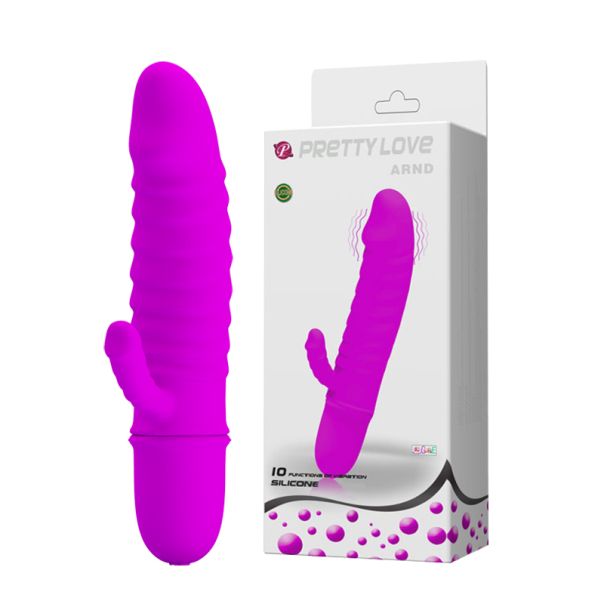Ljubičasti silikonski vibrator sa dodatnom stimulacijom klitorisa - 014289