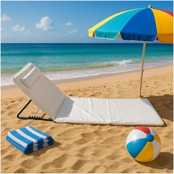 LEMON PLANET Sklopiva ležaljka za plažu 140x39cm, bež - EP2859423