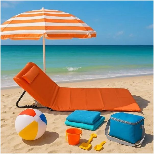 LEMON PLANET Sklopiva ležaljka za plažu 140x39cm, narandžasta - EP2859426