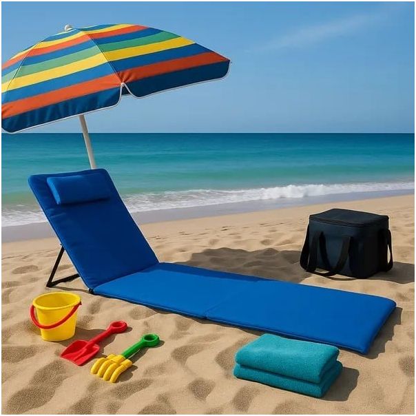 LEMON PLANET Sklopiva ležaljka za plažu 140x39cm, plava - EP2859429