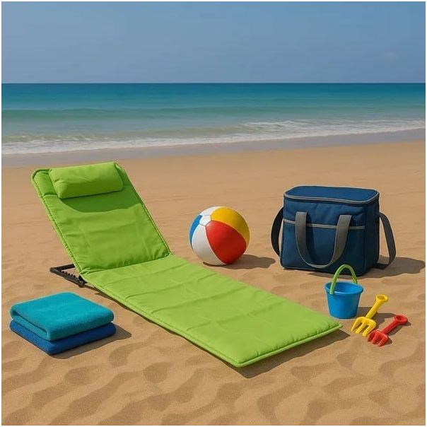 LEMON PLANET Sklopiva ležaljka za plažu 140x39cm, zelena - EP2859435