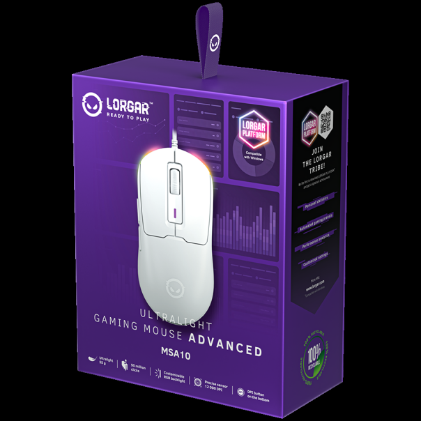 LORGAR MSA10, Ultralight Wired Gaming Mouse Advanced, white - LRG-MSA10-WH