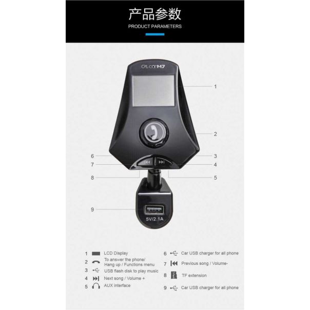 888 CAR ACCESSORIES Fm predajnik  m7 - M7APT