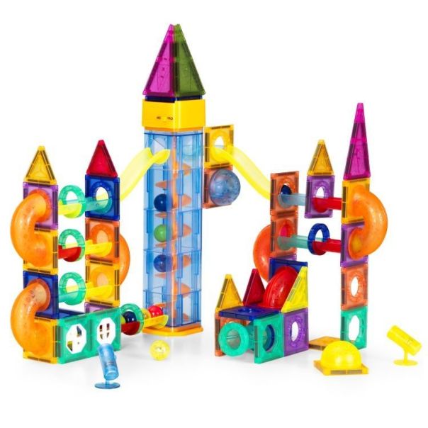 ECO TOYS Magnetni svetleći set blokova sa stazom za kuglice, 134 dela - EP2749334