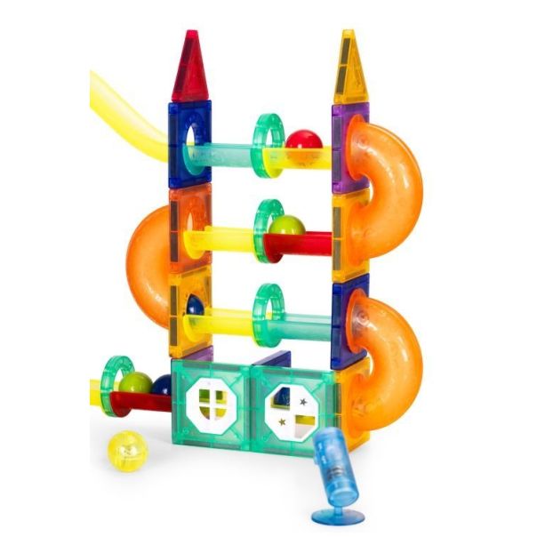 ECO TOYS Magnetni svetleći set blokova sa stazom za kuglice, 134 dela - EP2749334