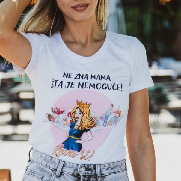 KEVA SI Ženska majica - Ne zna mama šta je nemoguće, bela - 105Kevasi