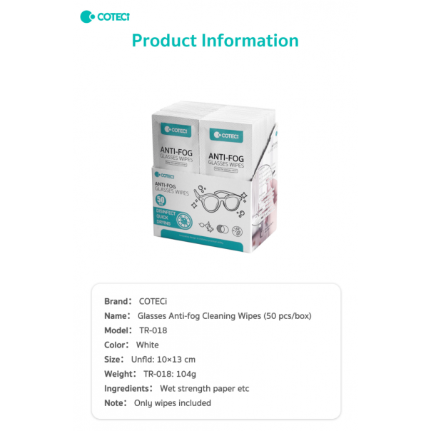 Maramice Coteci TR-018 Anti-fog set 50 kom - 223758