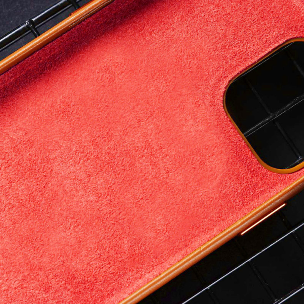 Maska za iPhone 12/ 12 Pro Beautiful Shine Leather svetlo narandžasto - 059135
