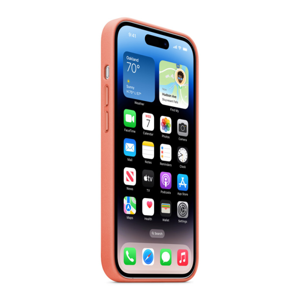 Maska za iPhone 13 Pro Beautiful Shine Leather svetlo narandžasto - 059137