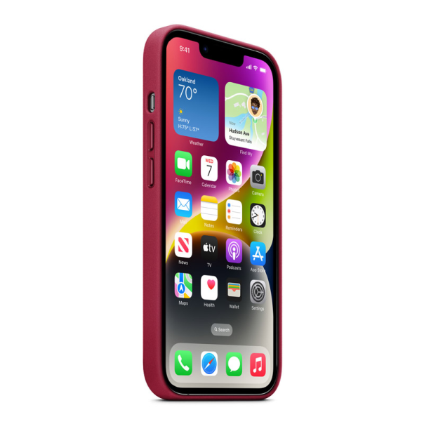 Maska za iPhone 14 Beautiful Shine Leather tamno crvena - 059140